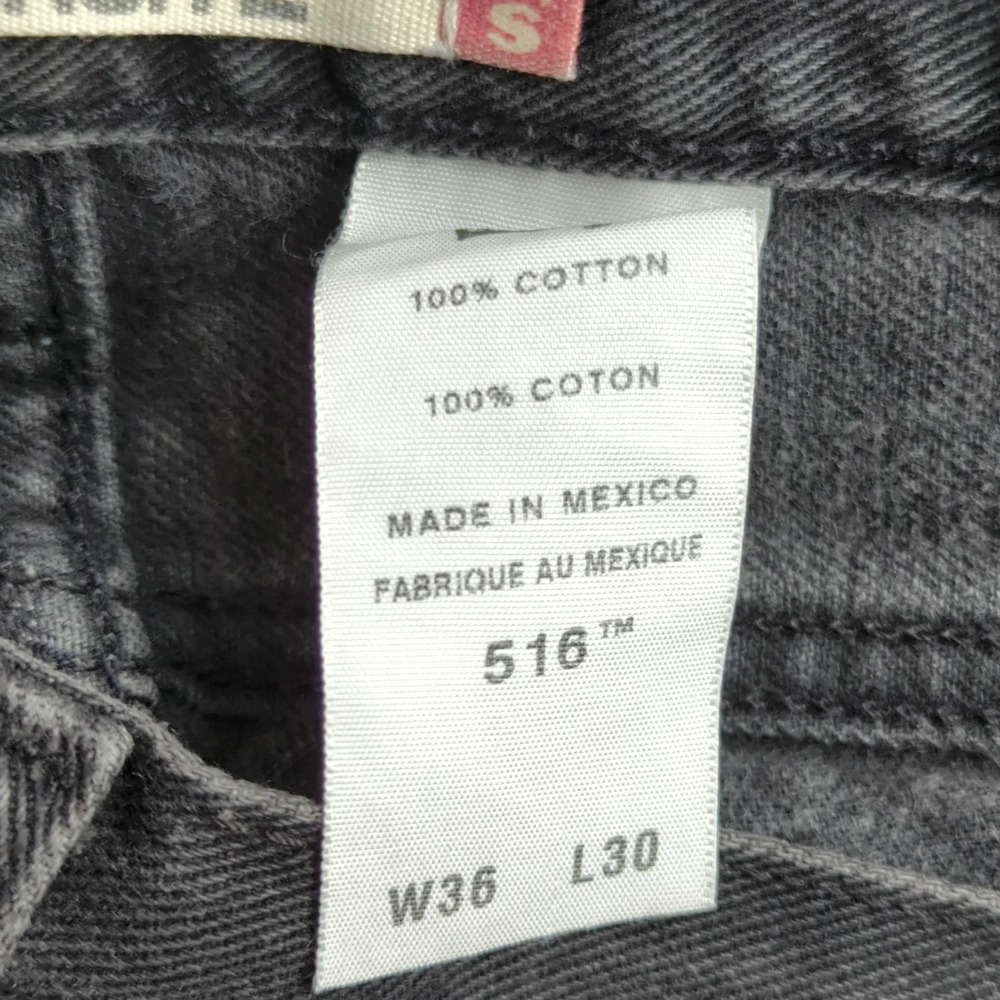 Vintage Levis Jeans 36x30 Black 516 Slim Straight Denim Wallet Fade Grunge Y2K - Picture 7 of 15